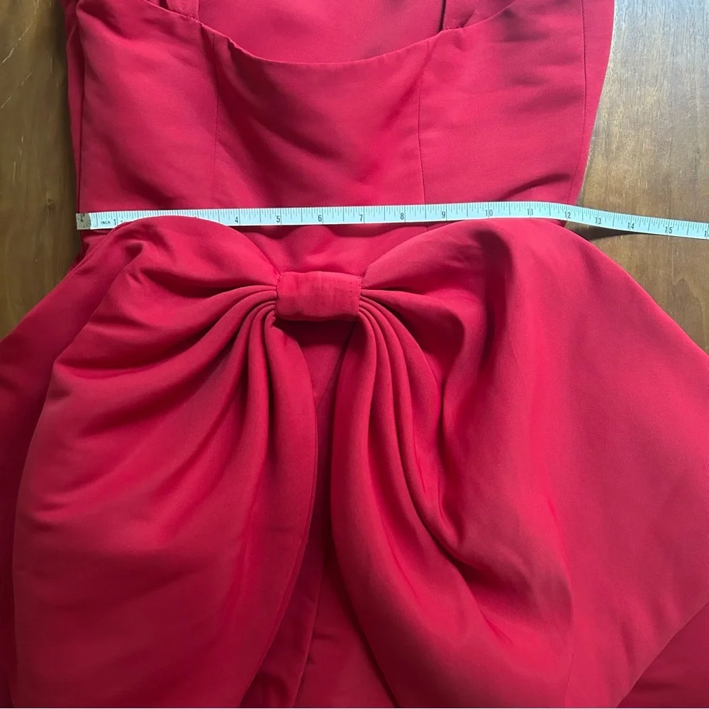 Sachin + Babi Blaine Bow Train Mini Dress | red | size 0 - Picture 9 of 13
